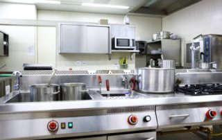 A clean, commercial restaurant kitchen.